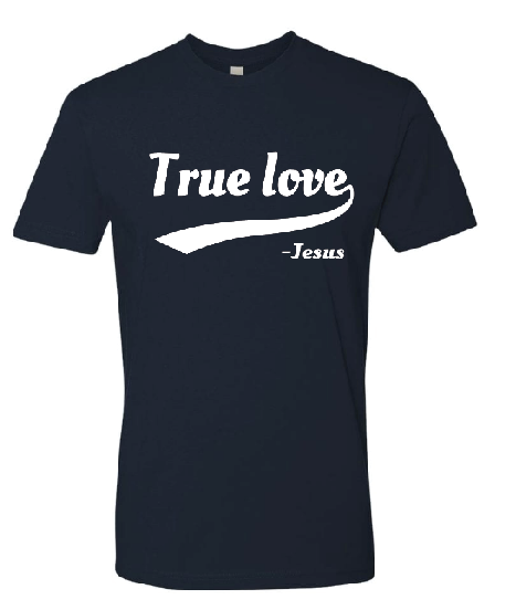 True Love - T-Shirt - Navy and White